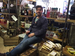 Brent nestled amongst the groceries at our next tapas stop - the very tasty Alimentacion Quiroga.